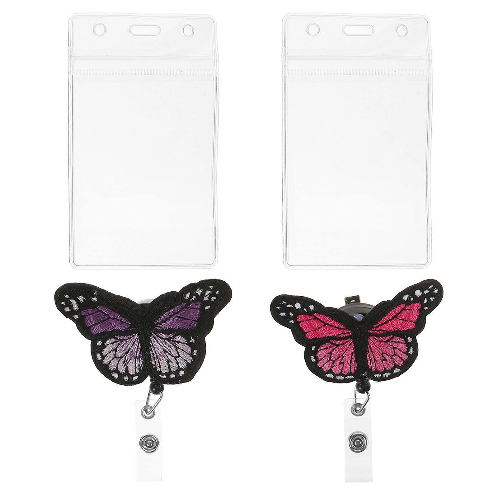 Name Badge Clips Retractable ID Tag Clip Teachers Students 2Sets