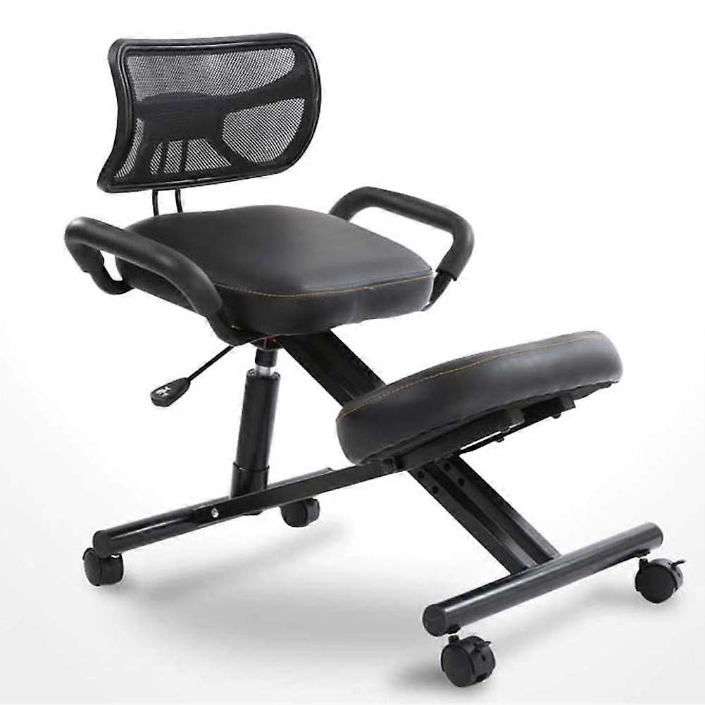Adjustable Height Ergonomic Kneeling Chair With Back Support And U Shaped Breathable Backrest For Home Office Posture