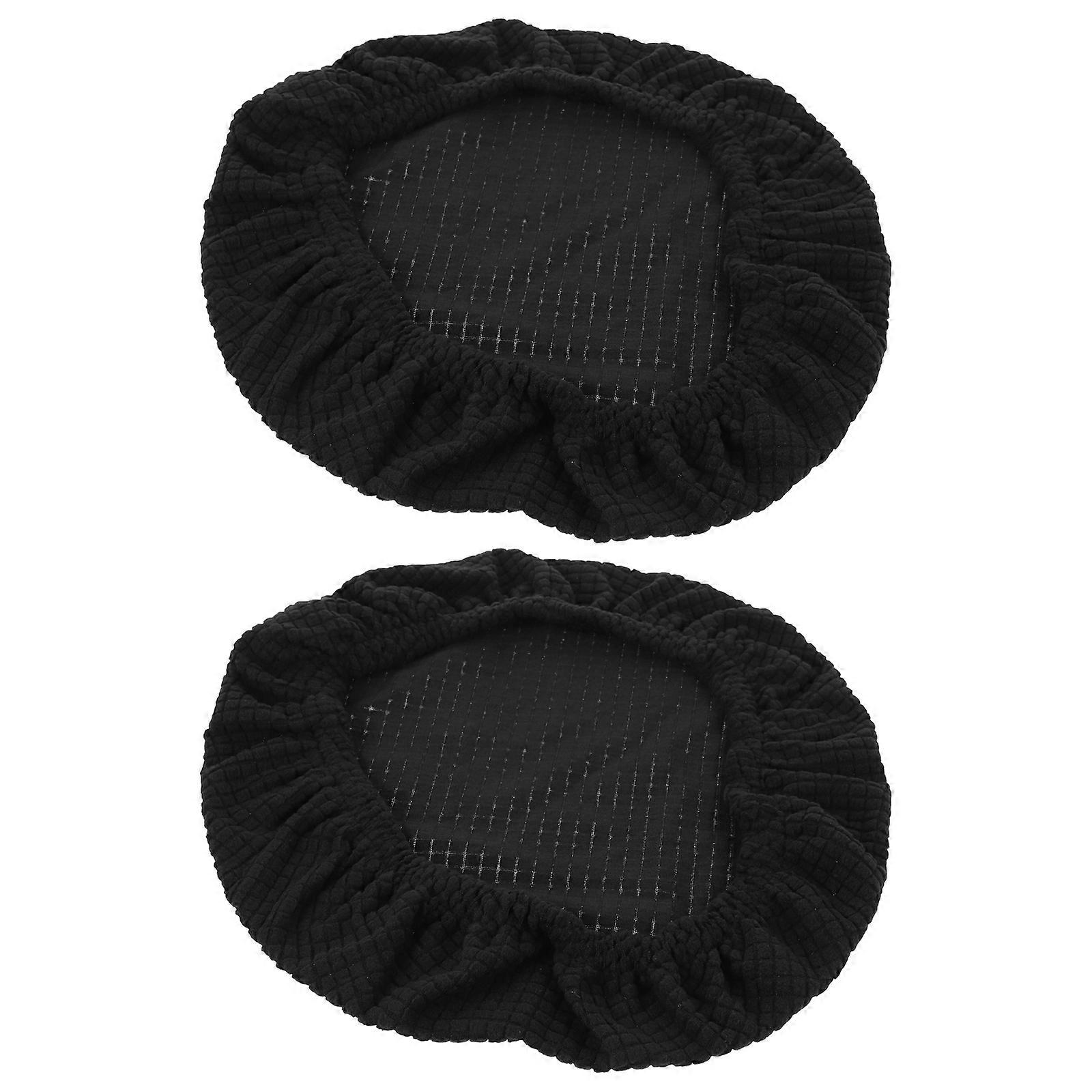 Black Round Stool Cover Elastic Protector 2Pcs for Home Use