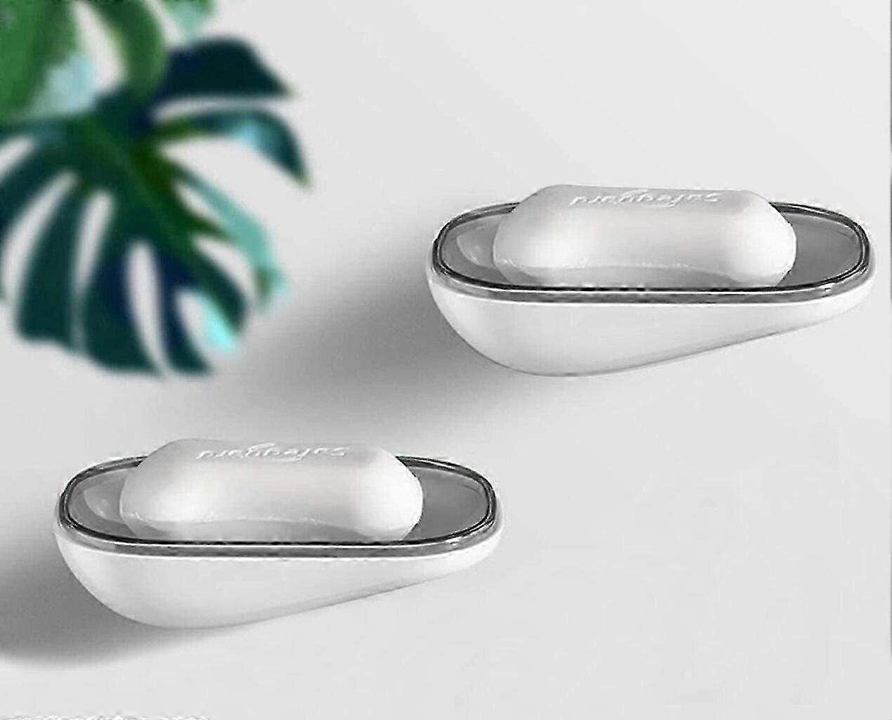 Suction Cup Soap Holder for Bathroom, Kitchen, Solid Dish Soap, Modern Grey (2 pcs)