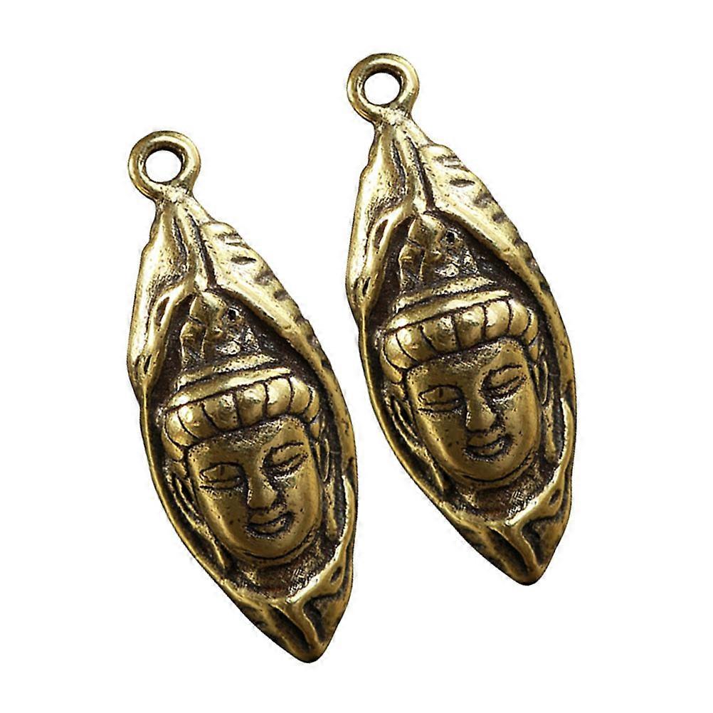 Buddhist Statue Keychain Pendants Brass Pendant for Decor 2Pcs Set
