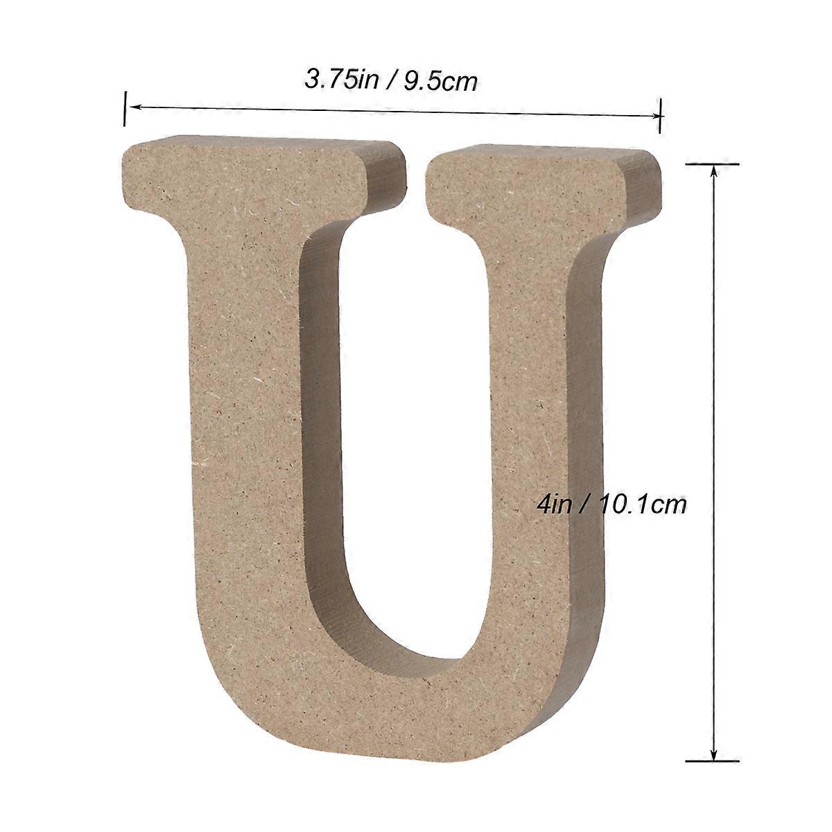 Wooden Alphabet Letters Plaque for Nursery Decoration U Piece Light Brown