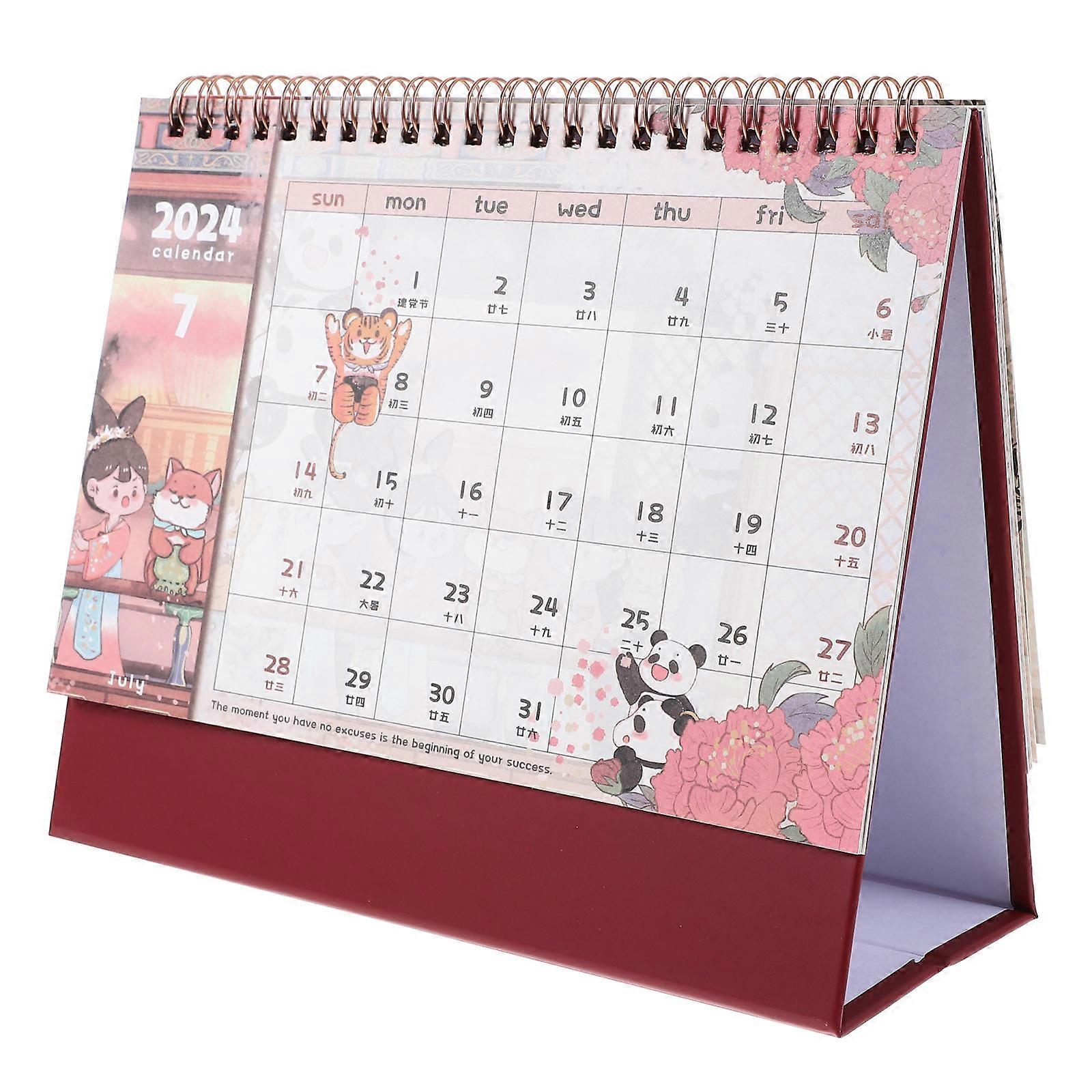 2024 Year Folding Calendar Paper Desktop Calendar Decorative