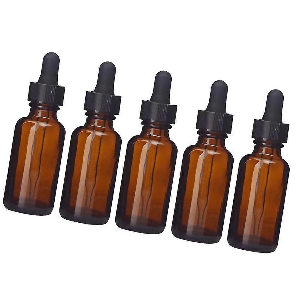 Refillable Glass Bottle with Dropper for Essential Oils 5Pack Brown