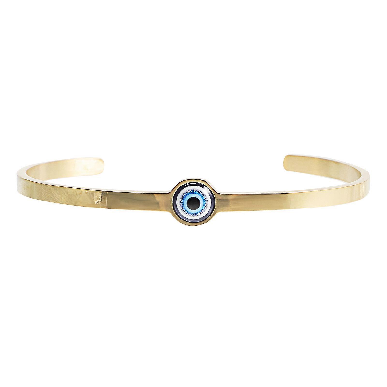 Evil Eye Open Bangle Adjustable Bracelet Titanium Steel for Women