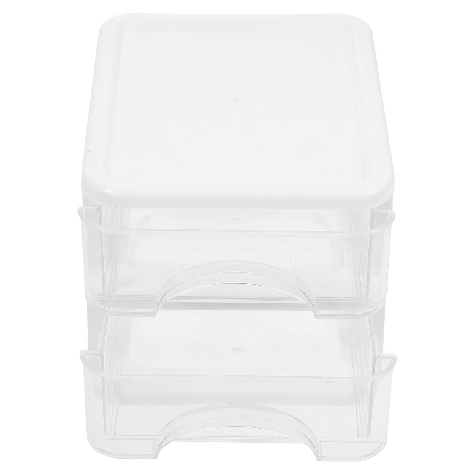 Multi-Function Drawer Structure Storage Box For Stationery Organization In White 1Set