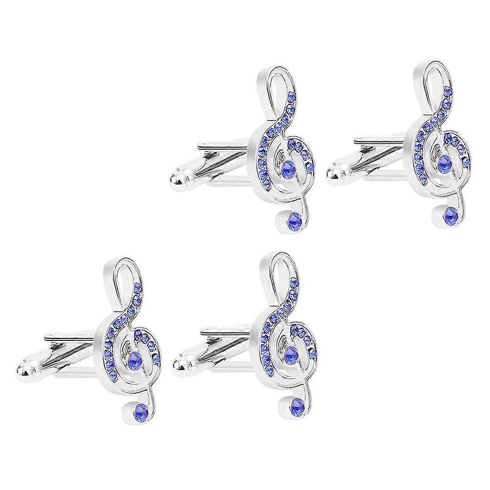 Men Cuff Links Silver Decorative Note Cufflinks 2 Pairs For Casual Events Formal Occasions
