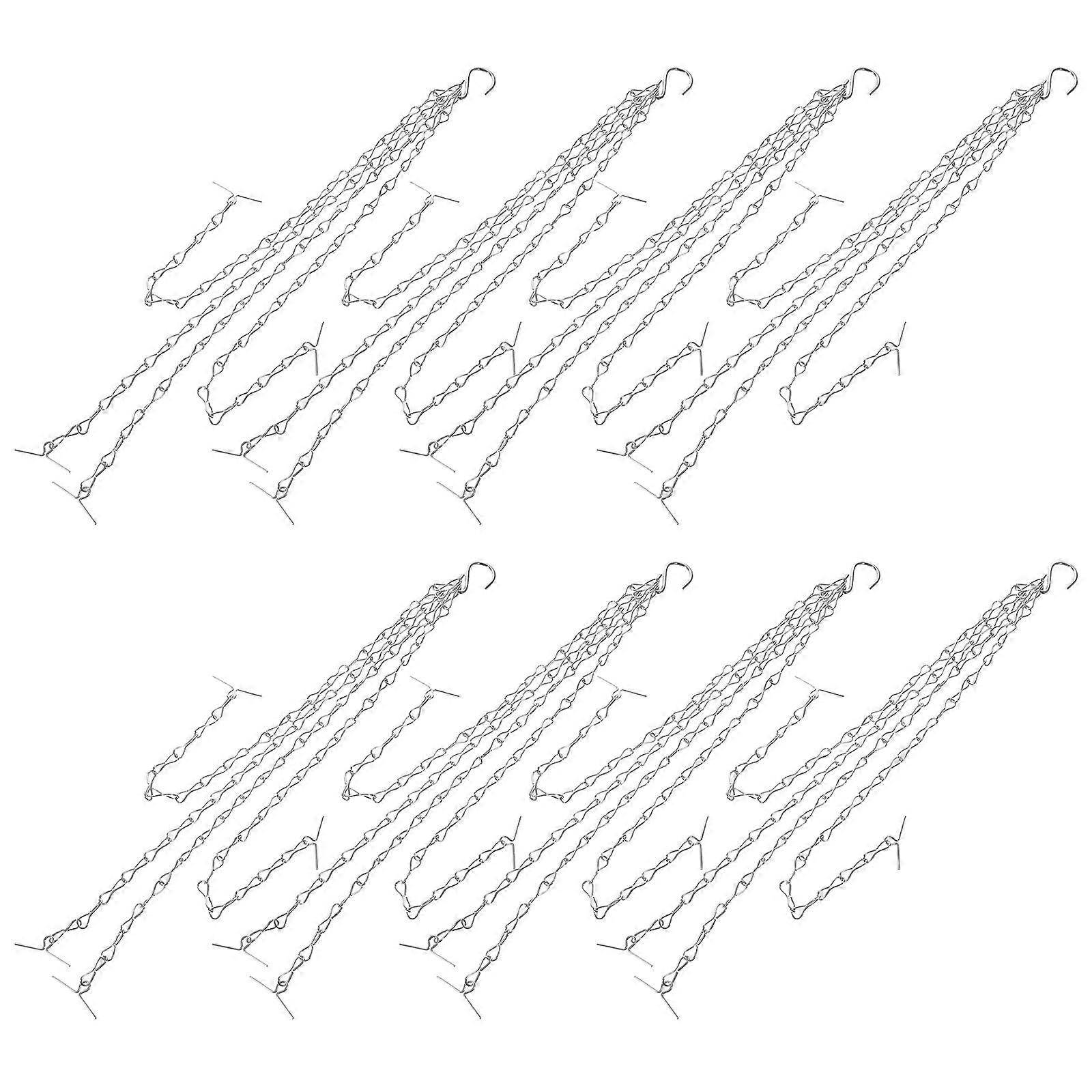Silver Flower Pot Hanging Chain with Hooks 32Pcs for Home Use