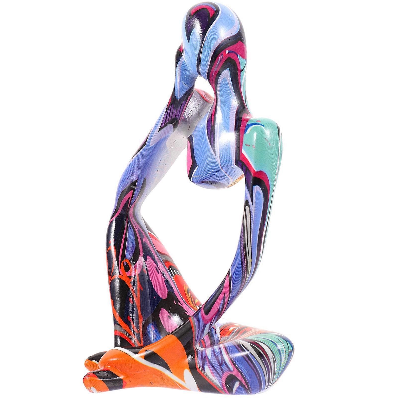 3Pcs Colorful Thinker Statue for Decor Abstract Bookshelf Sculpture Set