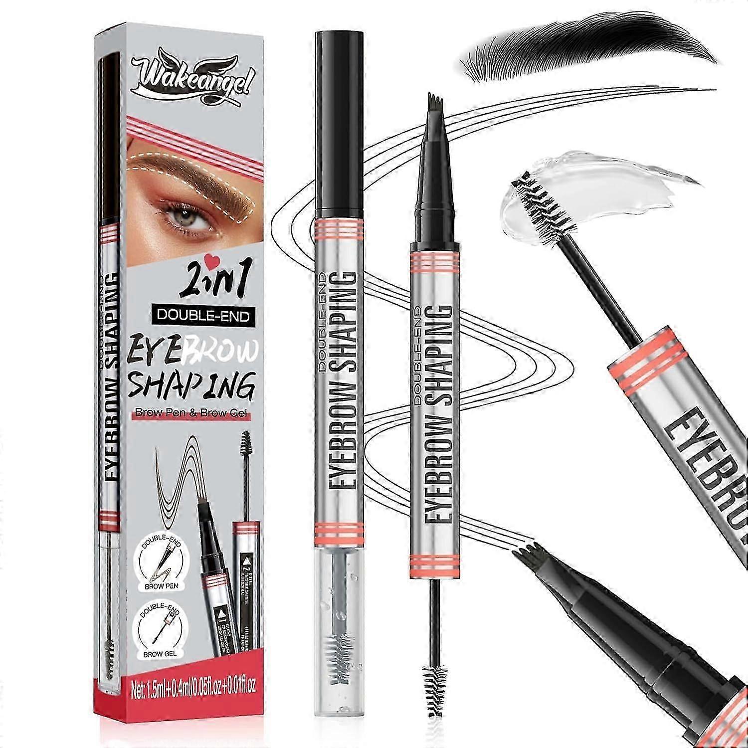 Magic Eyebrow Pencil, 3D Micro Waterproof Eyebrow Pencil, Microblading Eyebrow Pencil with 4 Fork Tips, Creates Natural Eyebrows