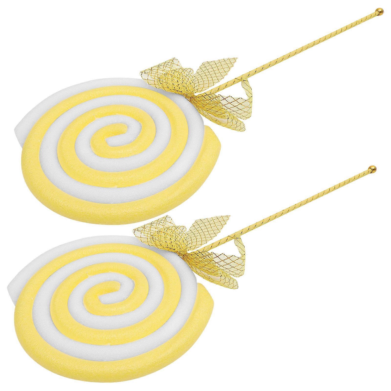 Simulation Lollipop Props 2Pcs Yellow Plastic Bright Color Multipurpose for Photography Party Prop