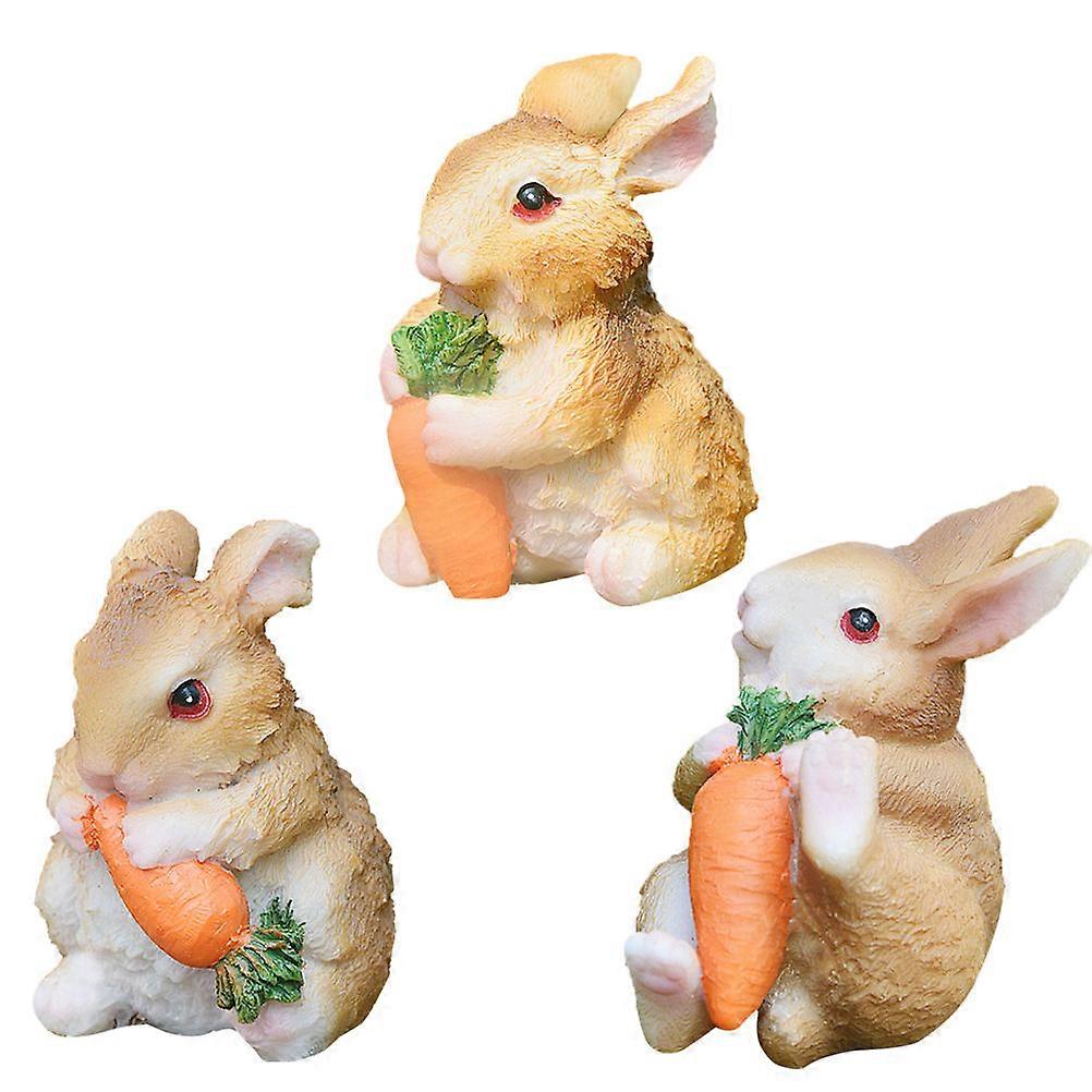 Rabbit Resin Ornament Mini Rabbit Adornment for Decoration 6Pcs