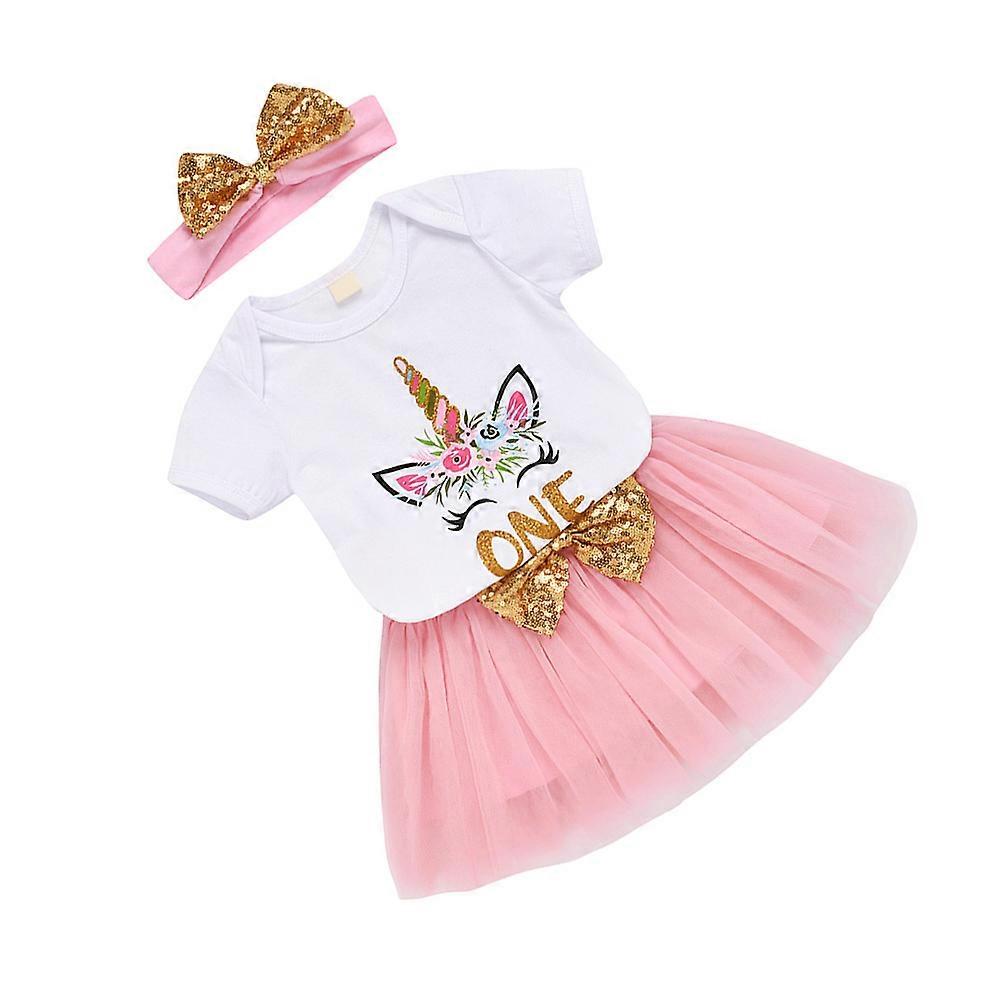 Robe tutu licorne pour fille, tenue d'anniversaire pour fête, jupes, 2 ensembles, rose