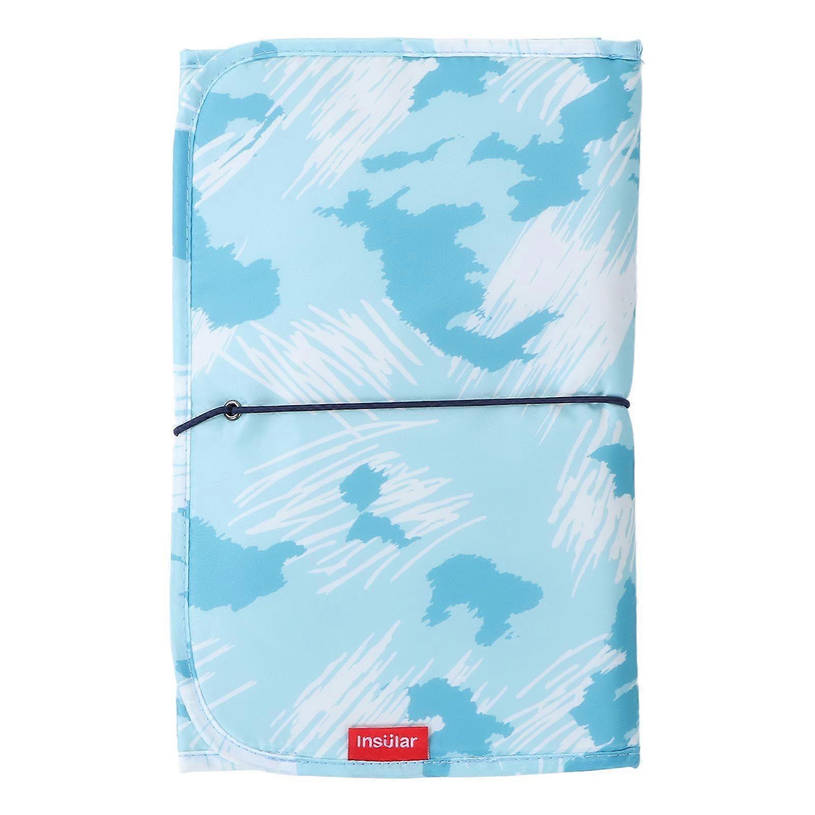 Bärbar Blöja Bytesdyna Nylon Bekväm Multifunktionell Vattentät Baby Bytesdyna För Resor Hem Vatten Blå Graffiti