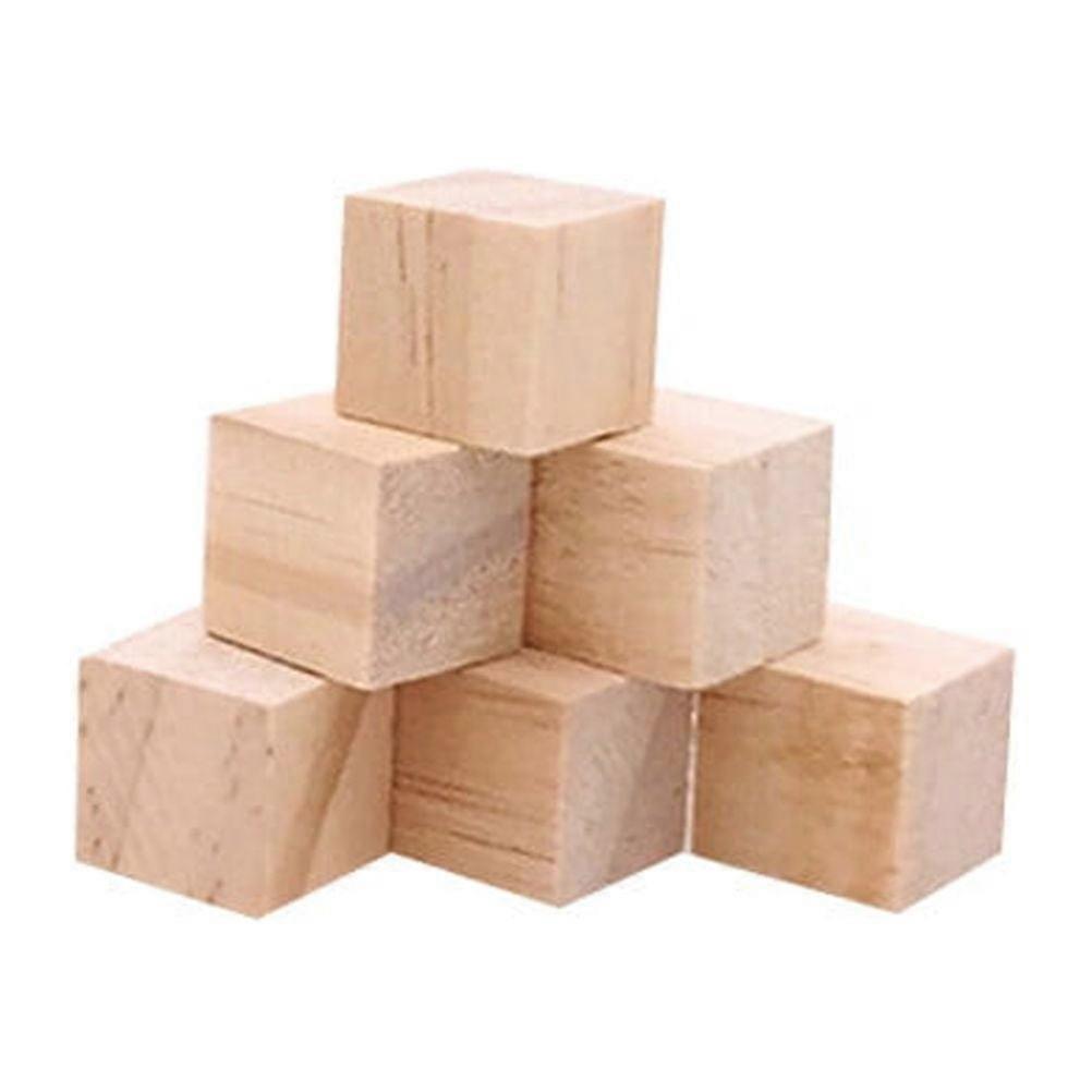 50 Pcs Natural Color Small Wooden Craft Cubes Precise Cutting Wood Square Blocks for Crafts & DIY Projects (15mm Birch Block)