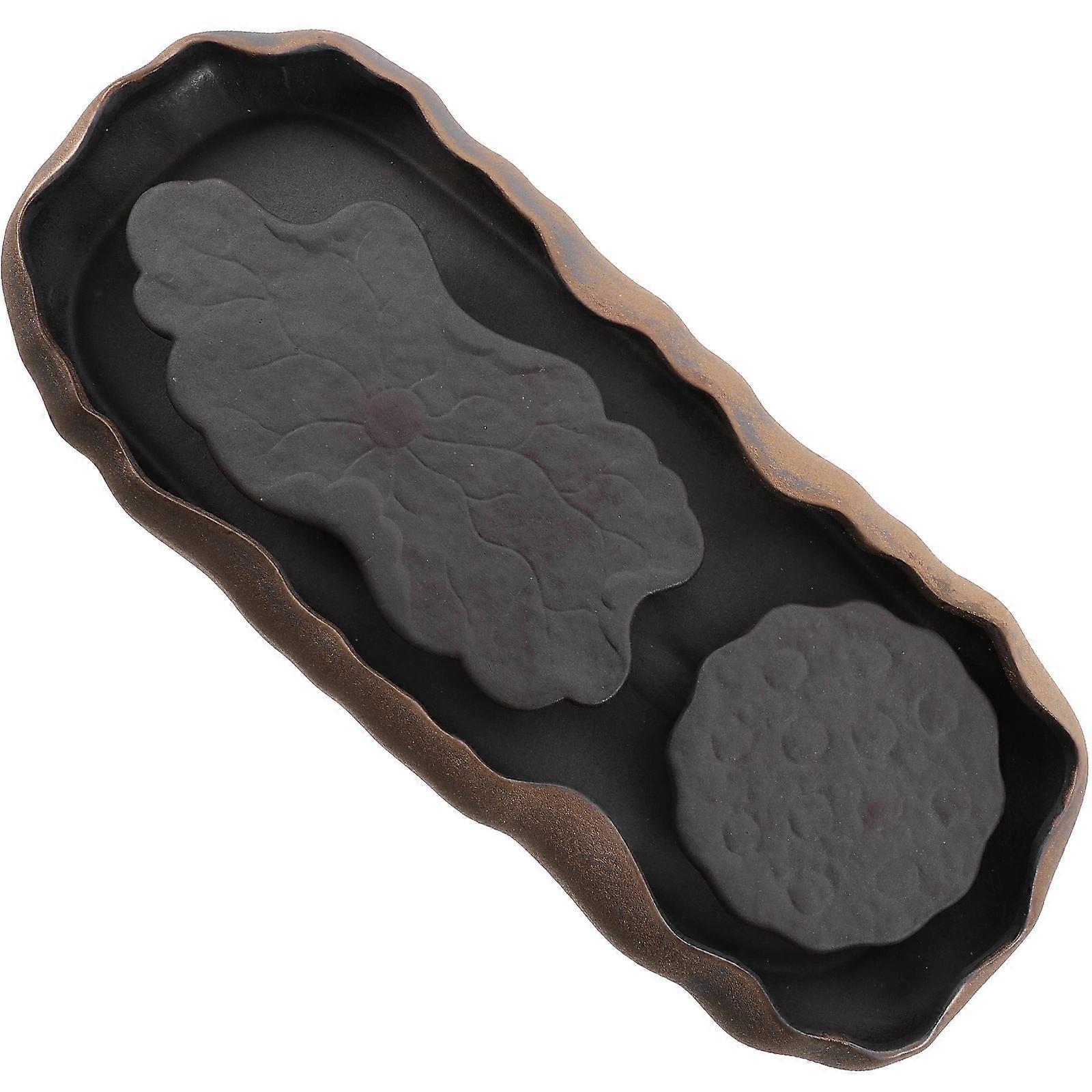 Vintage Tea Tray Ceramic Tea Tray for Home 2Pcs Practical Design