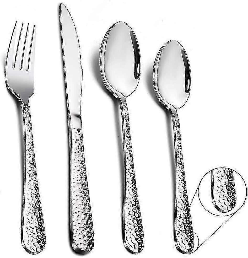 stainless steel hammered flatware set 24 piece cutlery