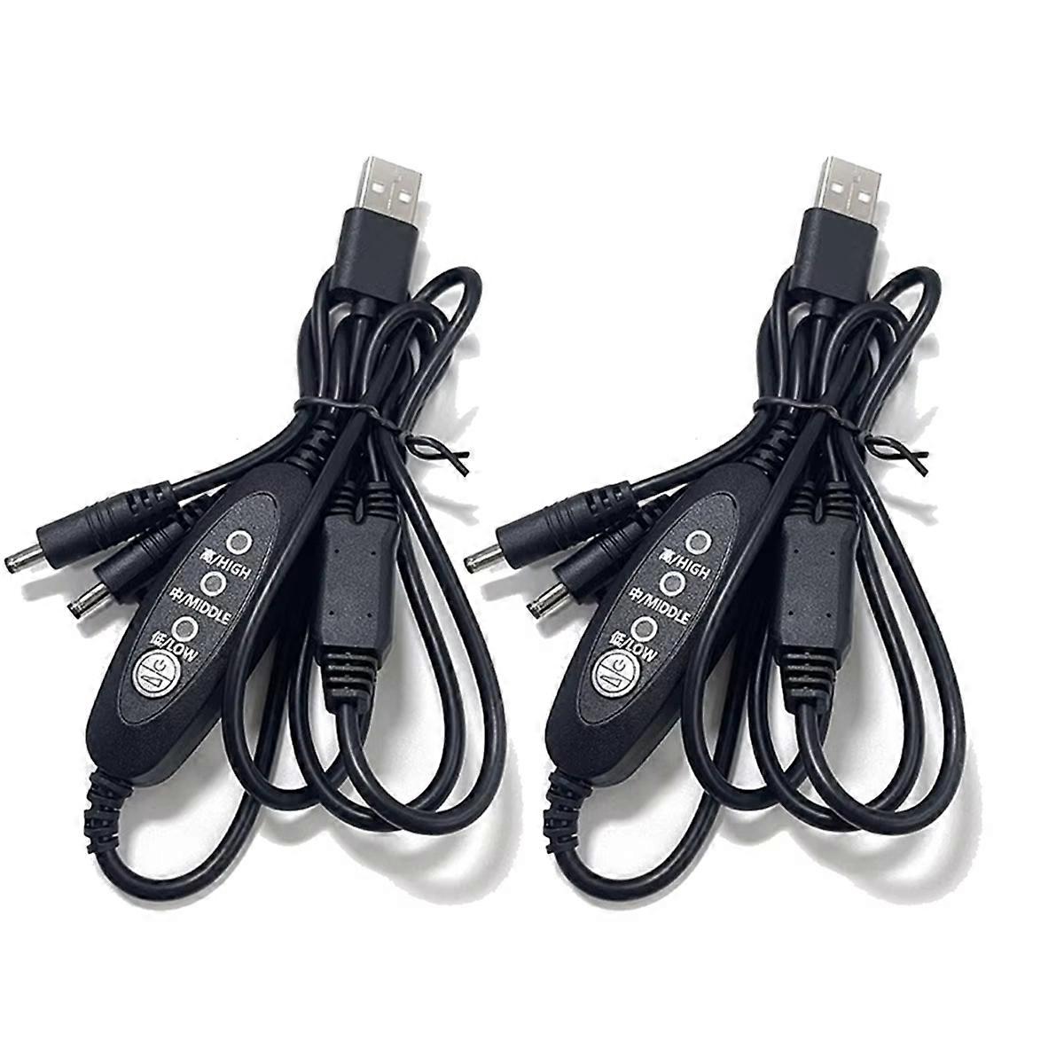 2PCS USB Fan Speed Controller 3 Stage Wind Power Adjustment Cooling Clothes Fan Cable Fan Controlle