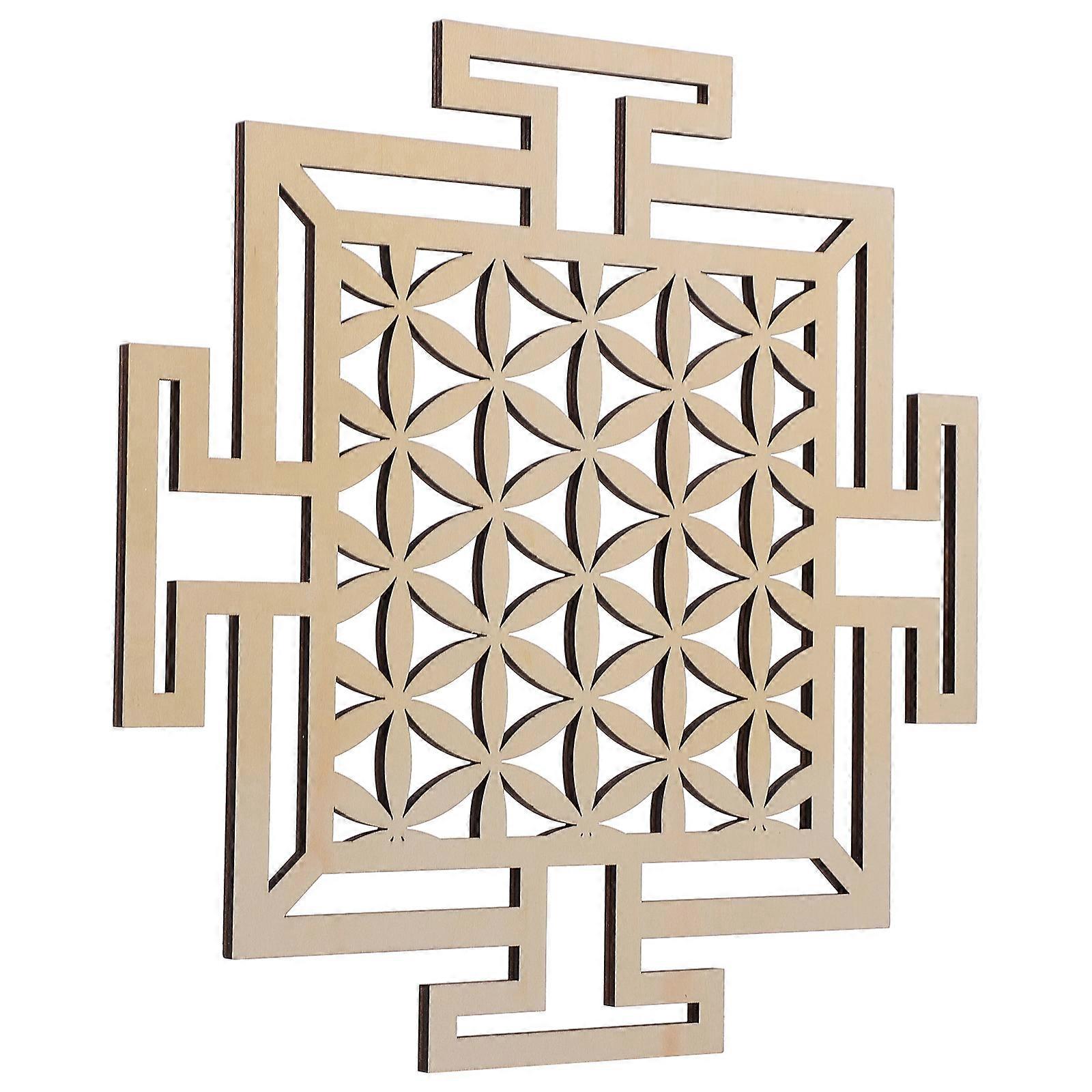 Wall Hanging Wooden Decor for Meditation 2Pcs Geometric Pattern