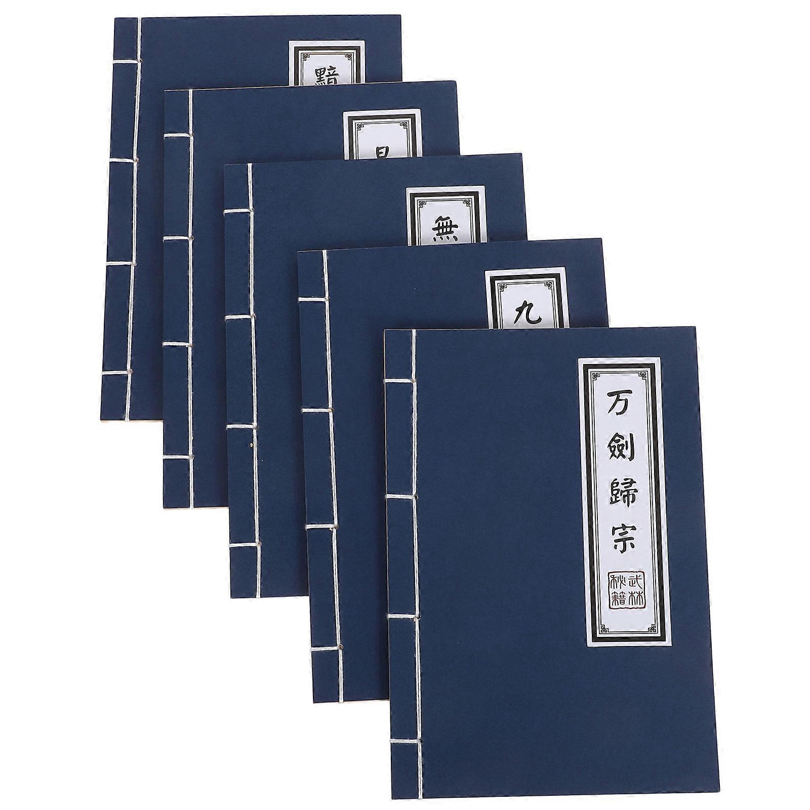 Chinese Style Notebook for Note Taking 5Pcs Vintage Blank Unlined Journals