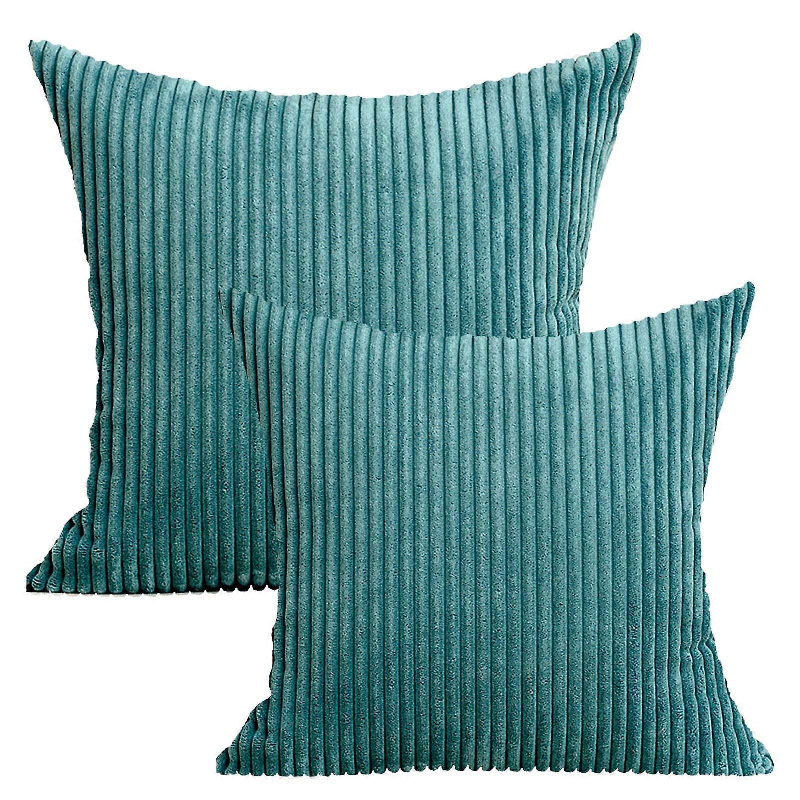 AQITTI 2Pc 20*20Inch Modern Contemporary Transitional Navy Blue Striped Polyester Throw Pillow (Excluding Pillow Core)