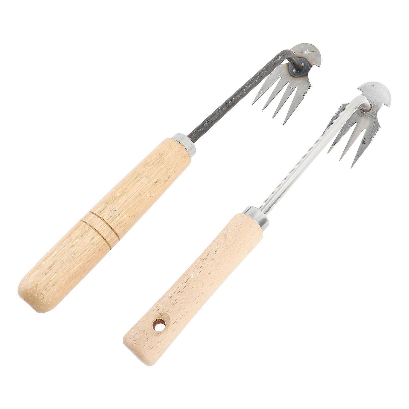 Hand Weed Puller Tool 34x4cm, Beech Wood Handle, Steel