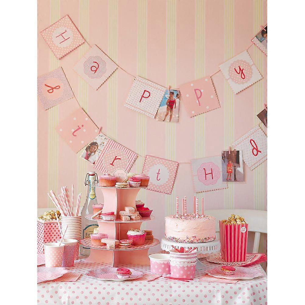 30pcs Striped Paper Straws Drinking Straws (Pink+White)