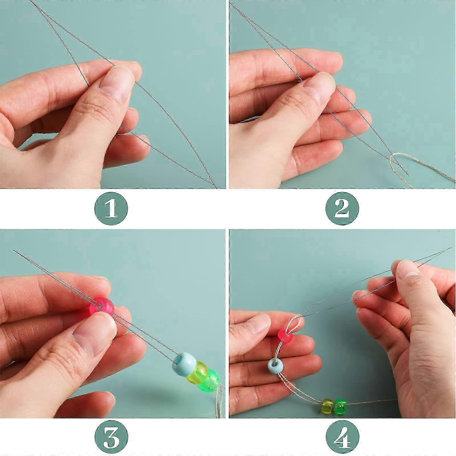 2025 6 Größen Perlennadeln Große Öse Perlennadel Perlennadel mit Nadelflasche zur Schmuckherstellung 18 Stück Perlennadeln