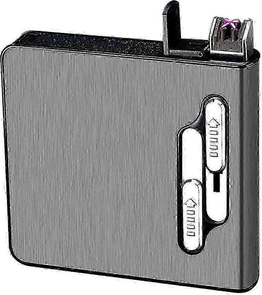 Cigarette Case with Lighter, Dual Arc Lighter, Cigarette Box, Auto Eject, Lighter Rechargeable, Black