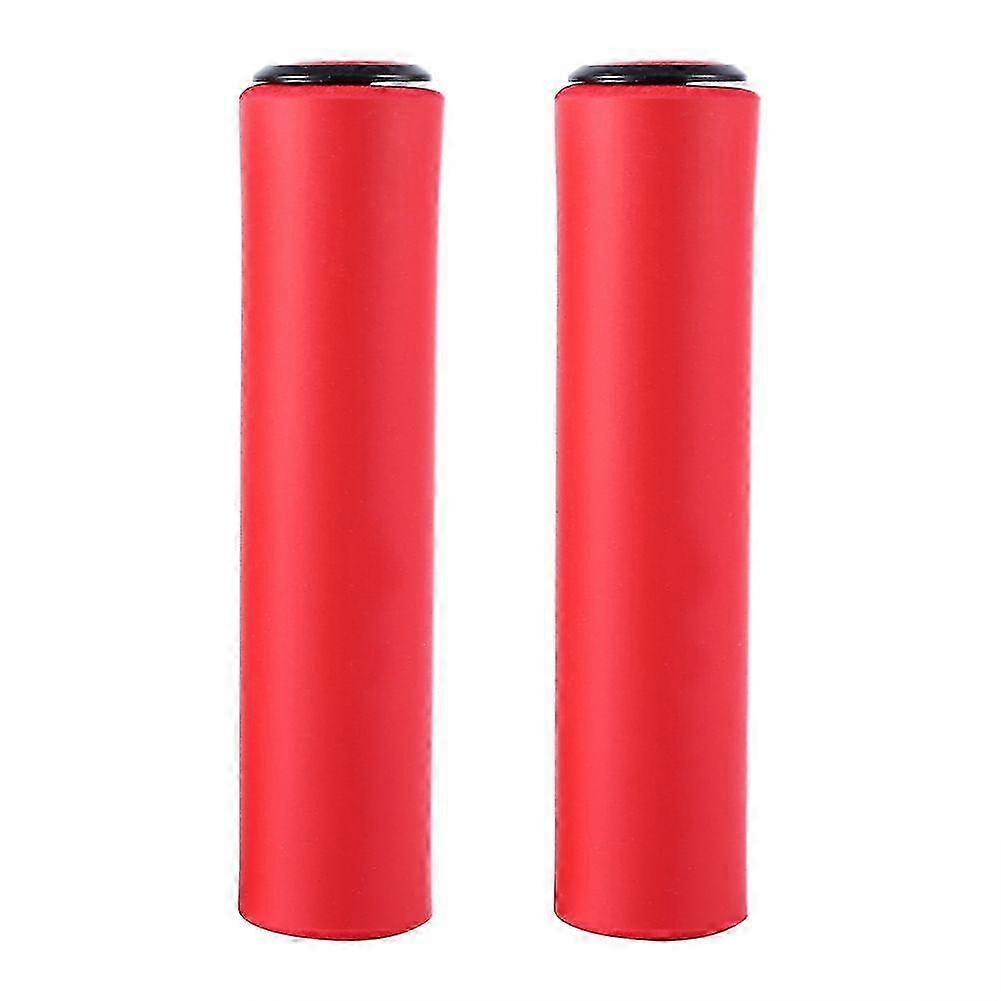 1 Pair Lightweight Soft Bicycle Handle Grip With Bar End Stoppers For MTB  Bike(red)