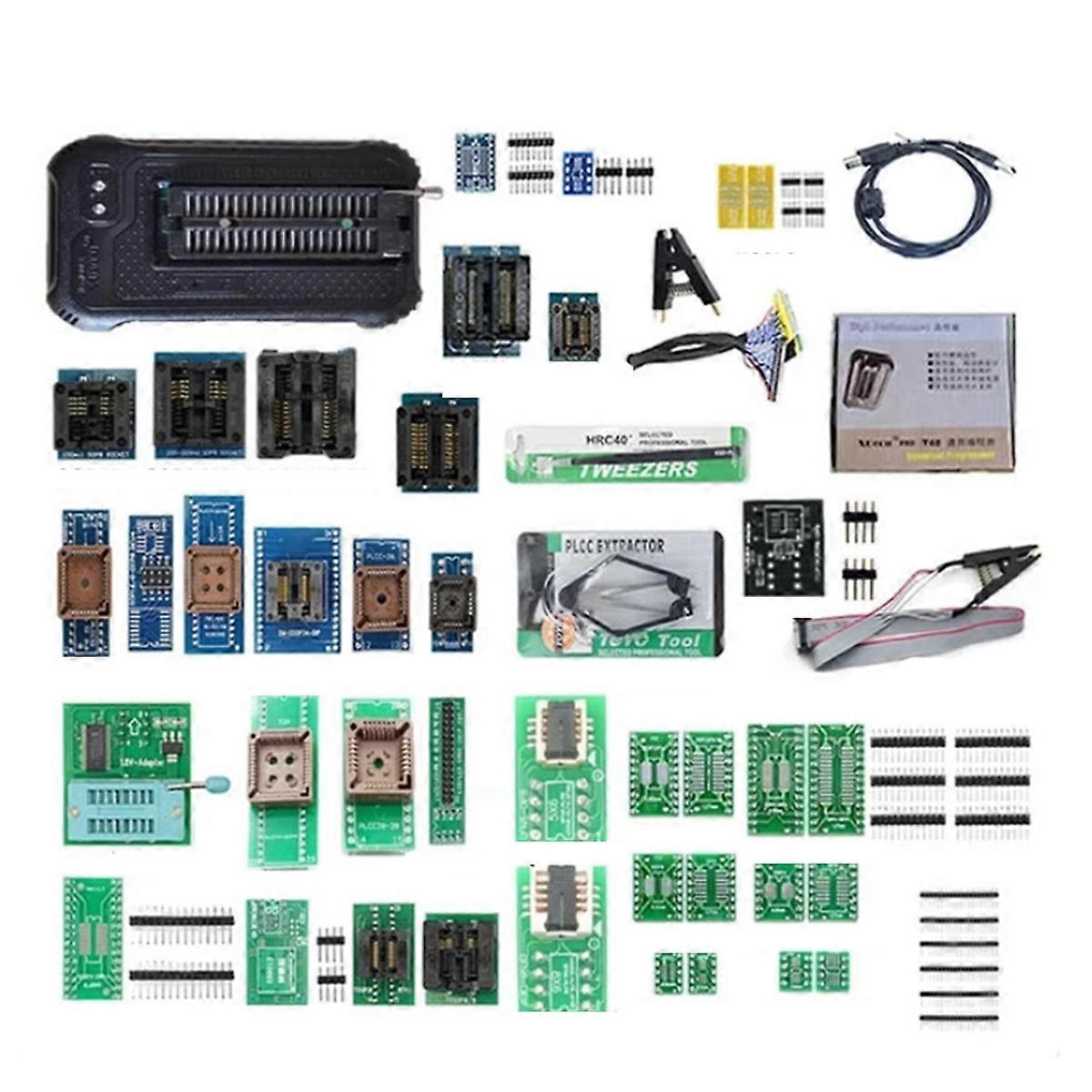 For T48 TL866II USB Universal Programmer with 42 Adapters Support 17386+IC SPI Flash NAND EEPROM MCU PIC AVR