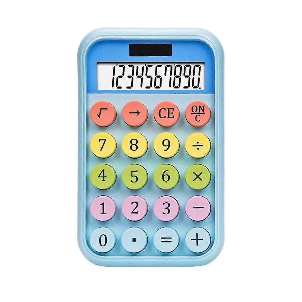 WRKEKC Solar Powered Calculator, Blue Transparent Scientific Calculator with Large LCD, Sensitive Buttons, for School & Office, compatible with