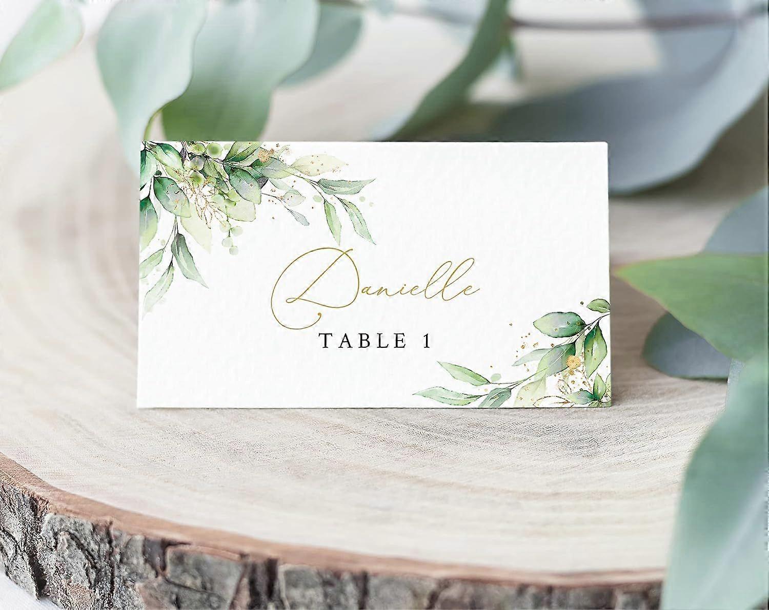 UrbanMingle 50 Pack Premium Place Cards for Table Setting, Eucalyptus Table Tent