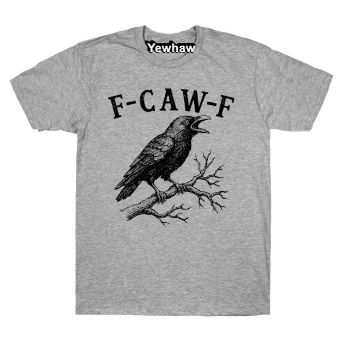 HISHARK F-Caw-F Crow Pun Funny Raven Attitude Vintage FcawF T-shirt Gray L