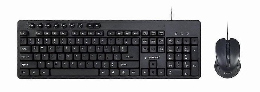 Teclado e mouse Gembird KBS-UM-04 com USB universal, QWERTY em inglês americano, preto.