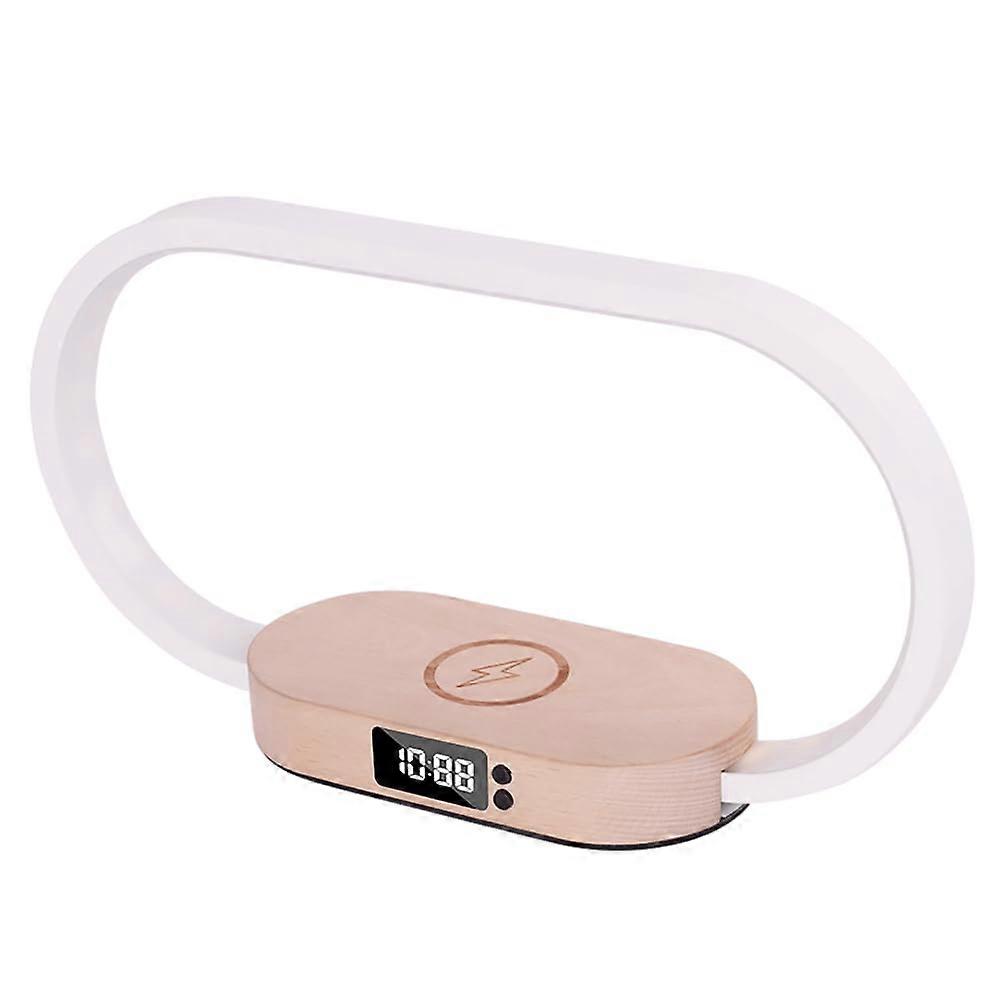 Wireless Fast Charging Touch Night Light Solid Wood Clock Bedside Lamp Qi Compatible Multifunctional Nightstand Clock