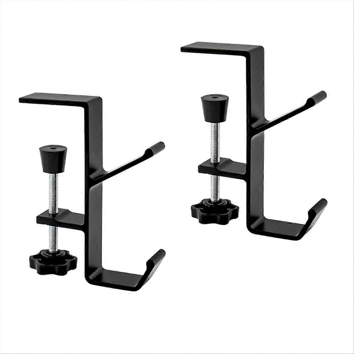 2pcs Desk Mount Bag Holder Hook Clamp-On Backpack Hanger Black