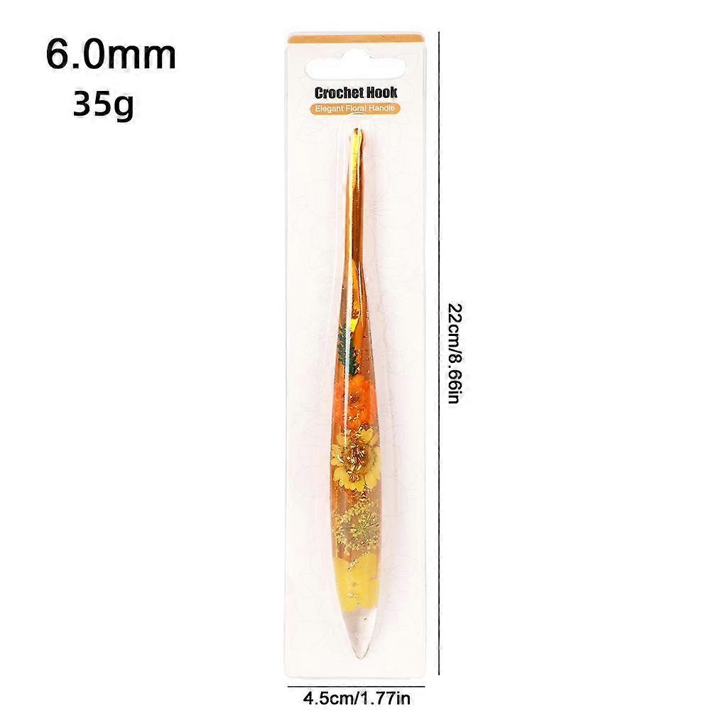 Epoxy Floral Handle Crochet Hook with Solid Aluminum Shaft for Comfortable Knitting and Crafting Projects