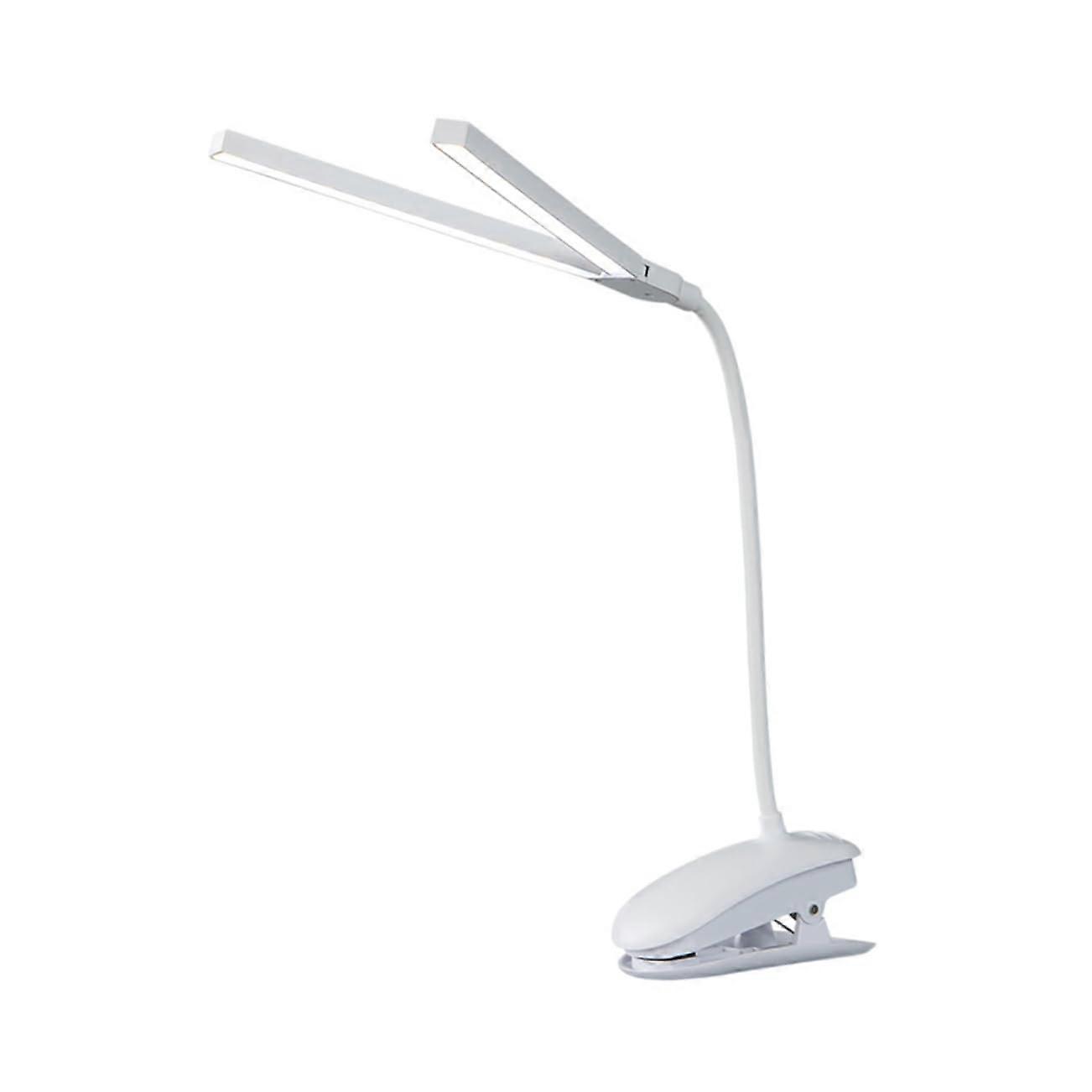 Clip Double Lamp Head Study Desk Lamp LED TouchSensitive Rechargeable Modern Design TwoHead ClipOn Desk Lamp