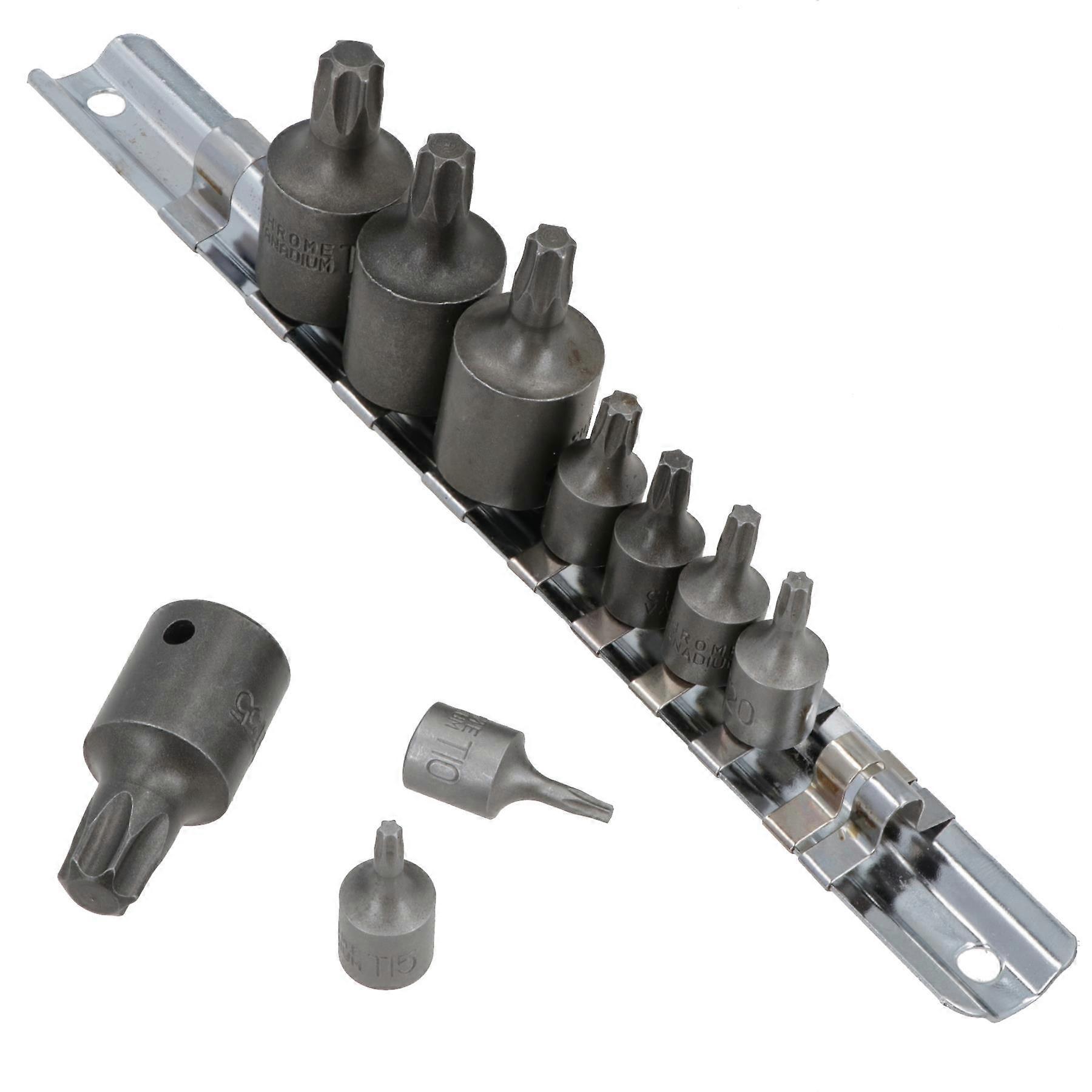 Torx / Star Male Bit Sockets T10 - T55 1/4" And 3/8" Drive 11pc By Bergen AT094G