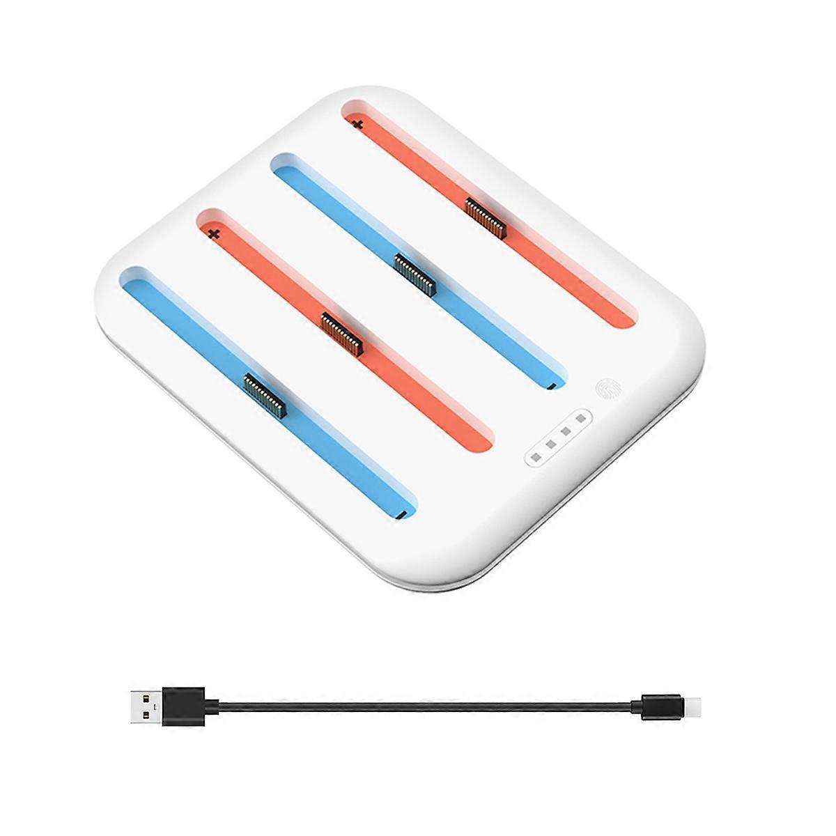 For Charging Dock for 2 LED Indicator 4-Controller Charger Station with Charging Cable White