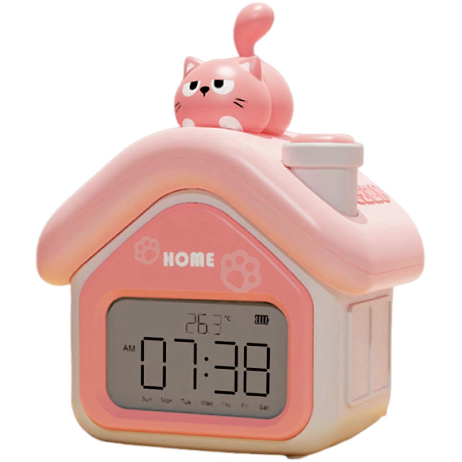 Intelligent Stduents Digital Alarm Clock With Precisions Wake Up Design 3 Alarms Nightlight Display For Home Office  Pink