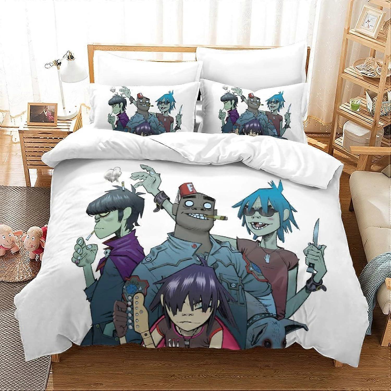 GENBAK Gorillaz Edredom Capa Hip-Hop Print Design Roupa de Cama Set Microfibra Macia com Zíper Fechamento Música Colcha Capa Frascas Duplo