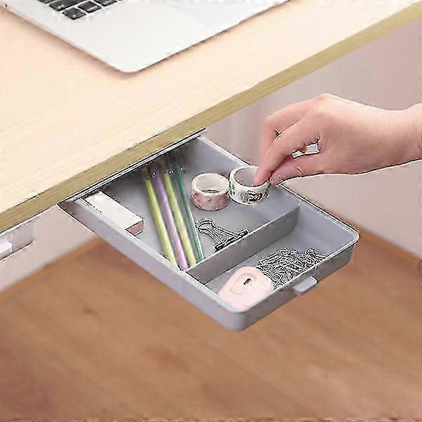 Under-Desk Storage Drawer Self-Adhesive Organizer Box For Office School Home