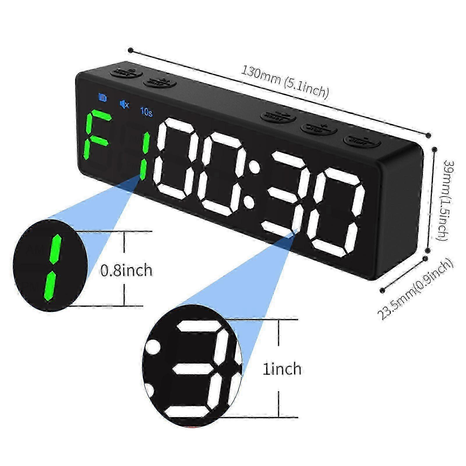 Protable Count Down/up Clock USB Rechargable LED Interval Timer Gym Fitness