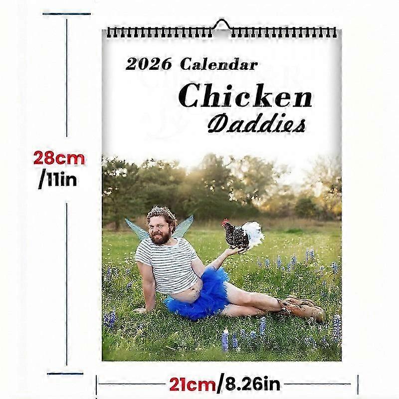 לוח שנה תלייה מצחיק לאבא עם תרנגול 2026, עיצוב בצורת פיה קסומה, מתנת יום הולדת וחג המולד מהנה לאבא