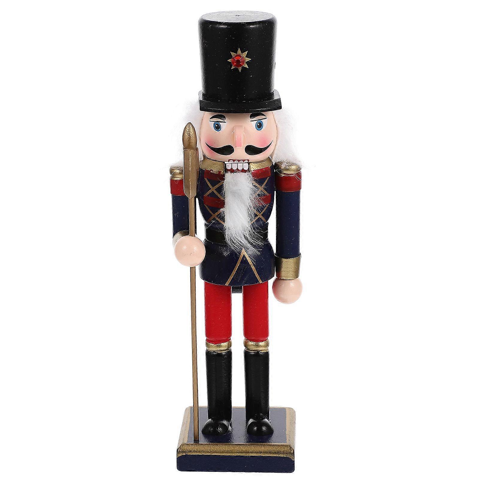 Wooden Nutcracker Figurine Wood Nutcracker Xmas Desktop Decor Garden Dcor Blue