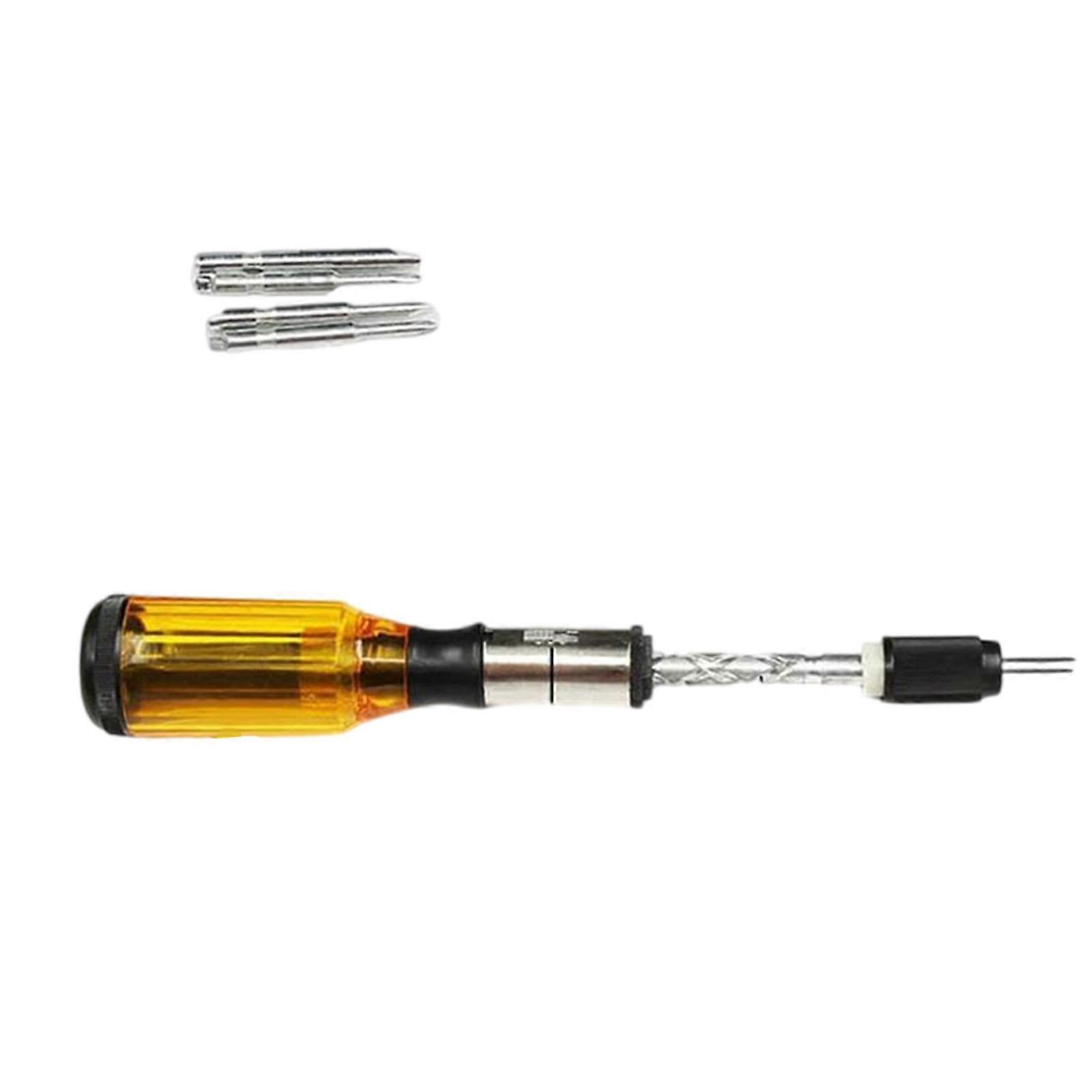 Multi Bit Push Pull Screwdriver Semi Automatic Ratchet Screwdriver with Replaceable Bit for Easy Screw Installation  Yellow