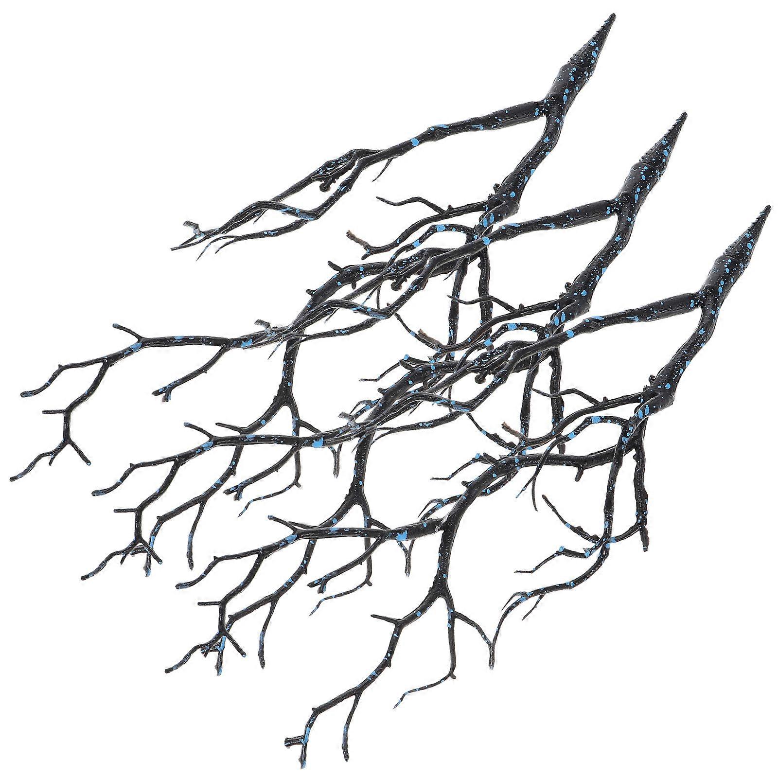 3pcs Artificial Dried Tree Branches Plastic Fake Branches Similart to Real Plants Antlers Horns Shaped Branch for Decoration(Blue)