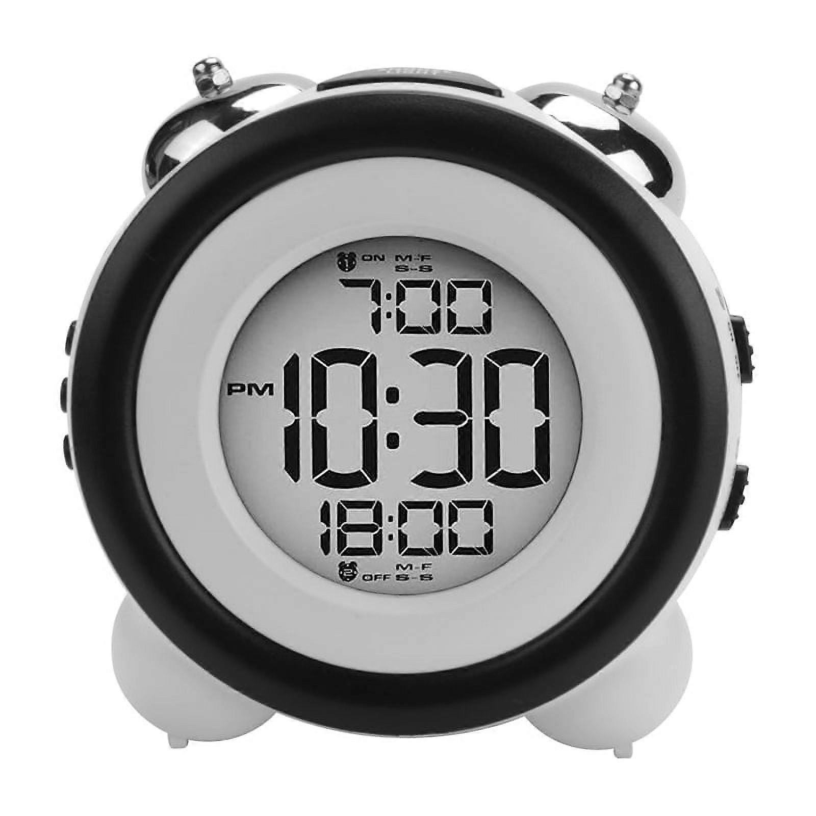 Digital Alarm Clock,Time Date Display Twin Bell Very Loud for Heavy Sleepers Dual Blue Backlight Teens